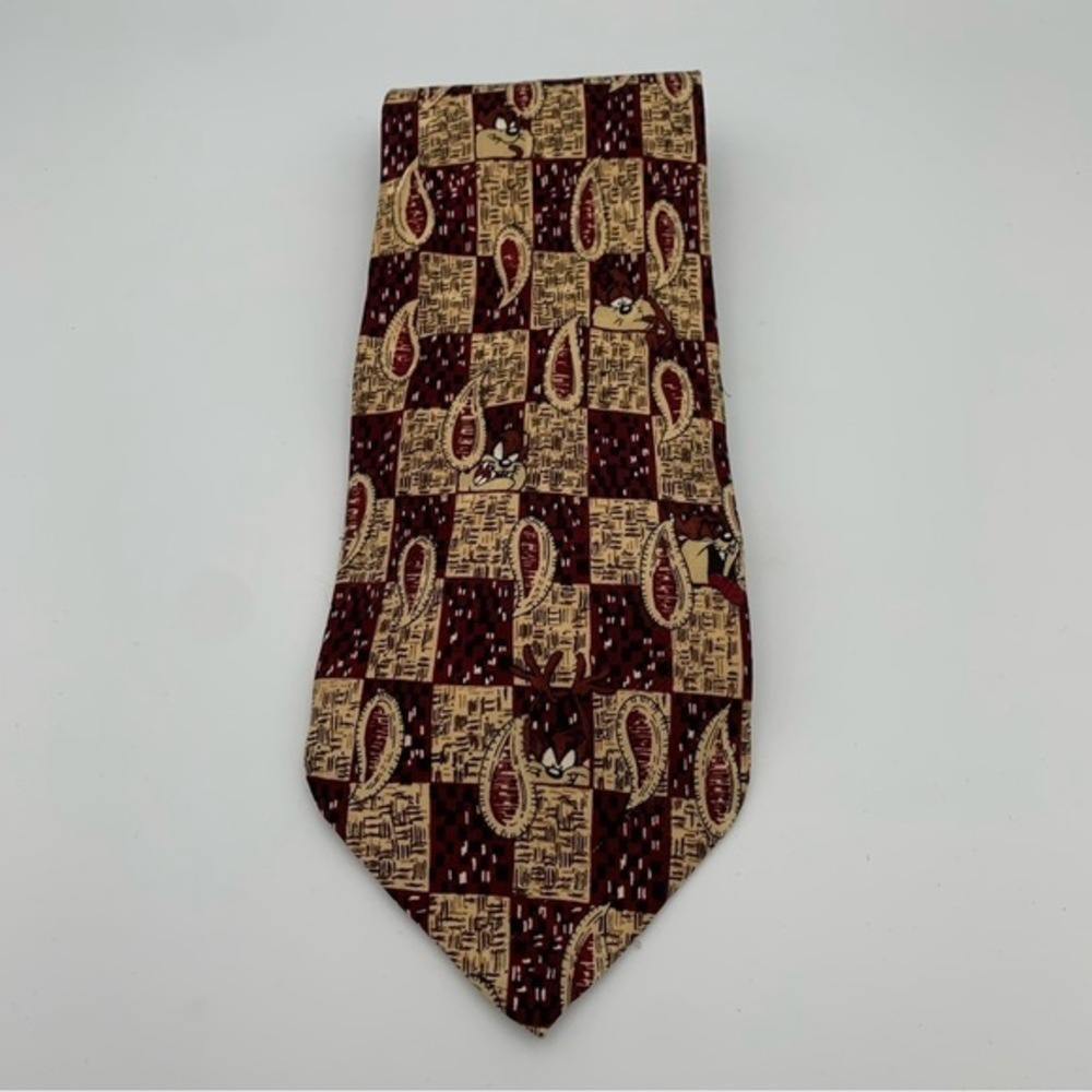 Vintage Looney Tunes Mania Tasmanian Devil‎ 100% Silk Tie from 1995